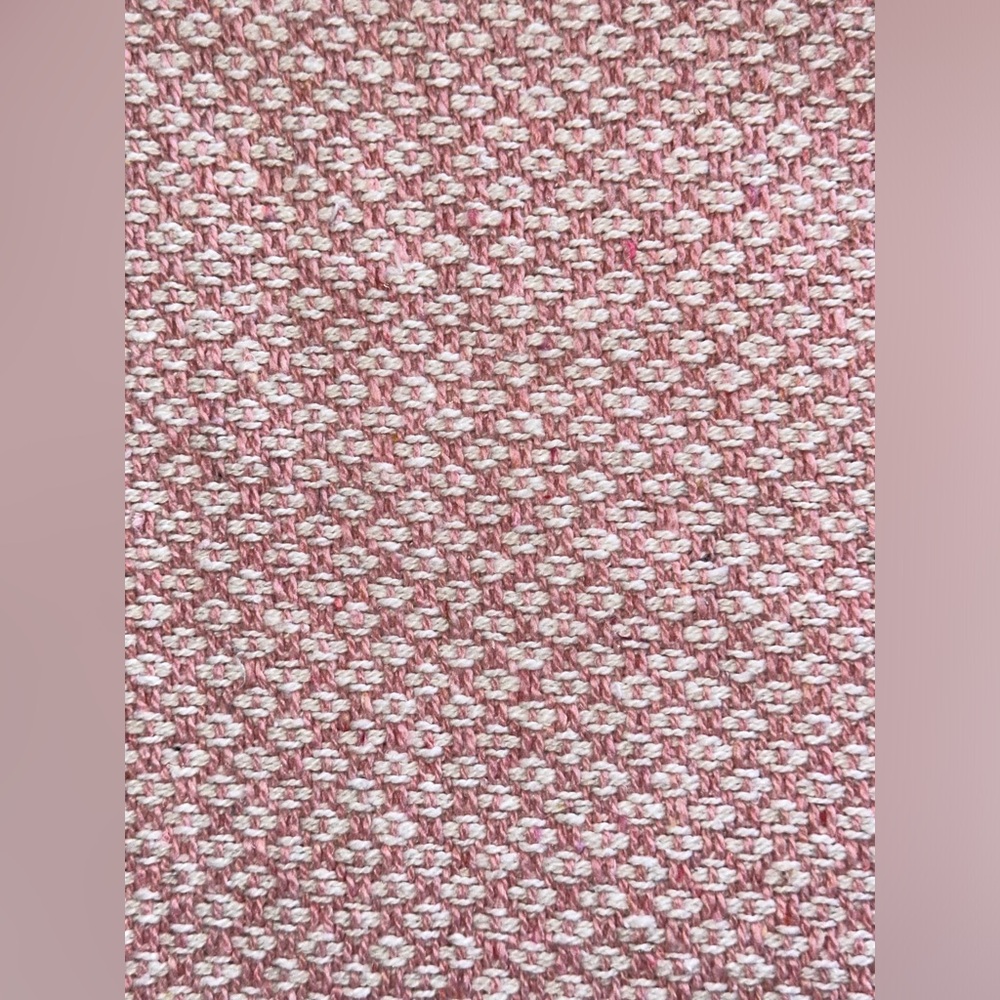 Pink Cotton Woven Design Fringe Area Rug 4x5 Indoor/Outdoor Rugs, Picnic - Picture 2 of 6